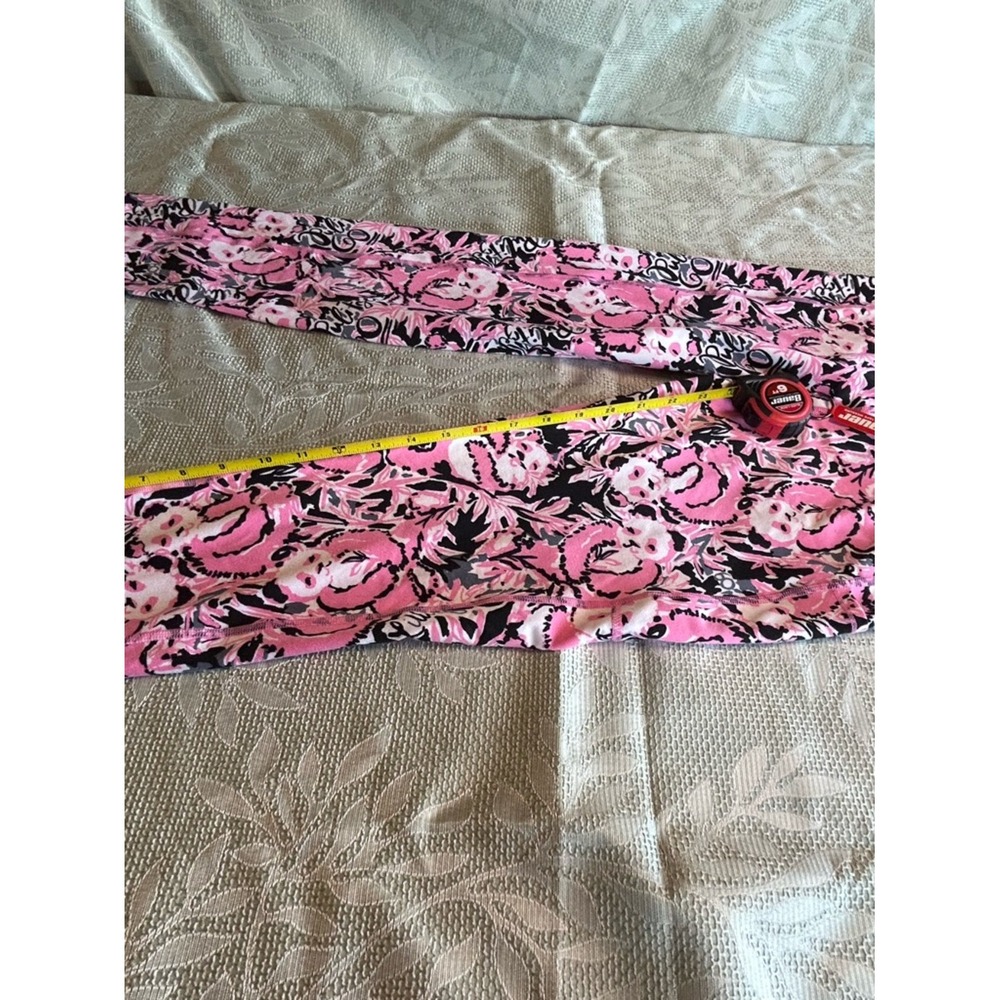 Lilly Pulitzer Luxletic Panda Prowl Pink Black Floral Leggings Side Pockets M - Picture 9 of 11